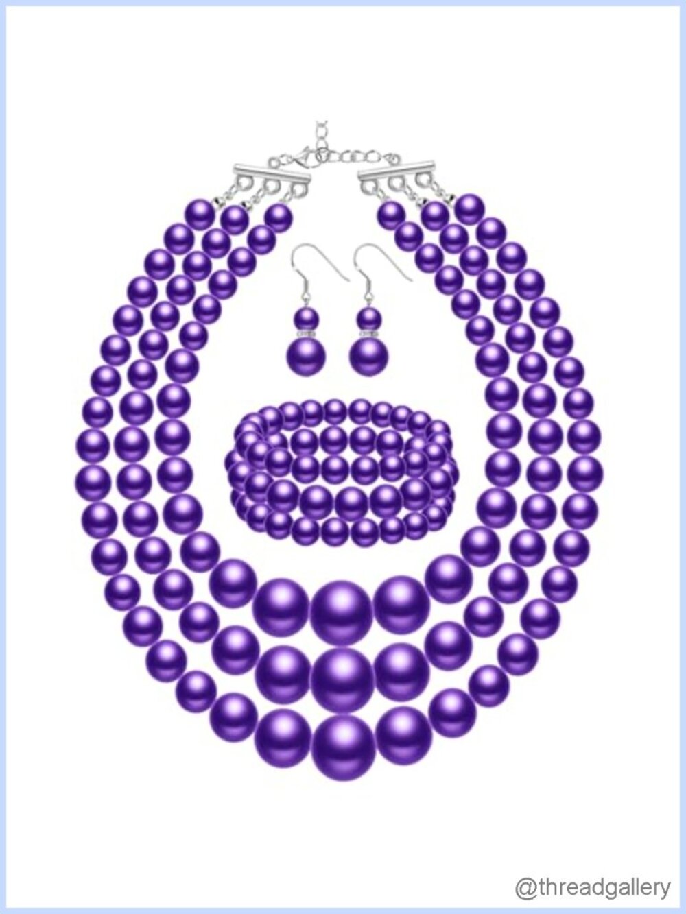 Pearl Jewelry Set Layered Necklace Bracelet Earrings Formal Party